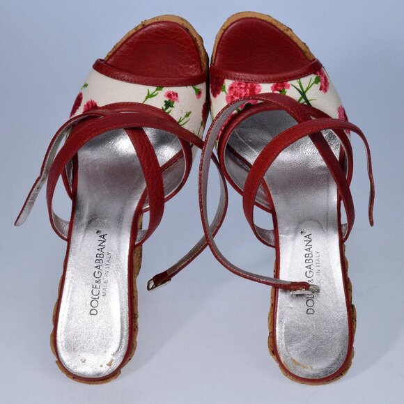 Dolce & Gabbana Real Cork Leather Platform Wedge Sandals in Box Size 37 - Picture 4 of 8